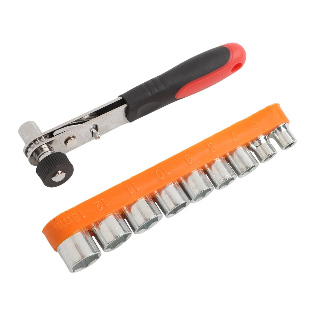 8 Piece Ratchet Socket Driver Set 634mm for 1/4 Inch Pawl Socket Adapter
