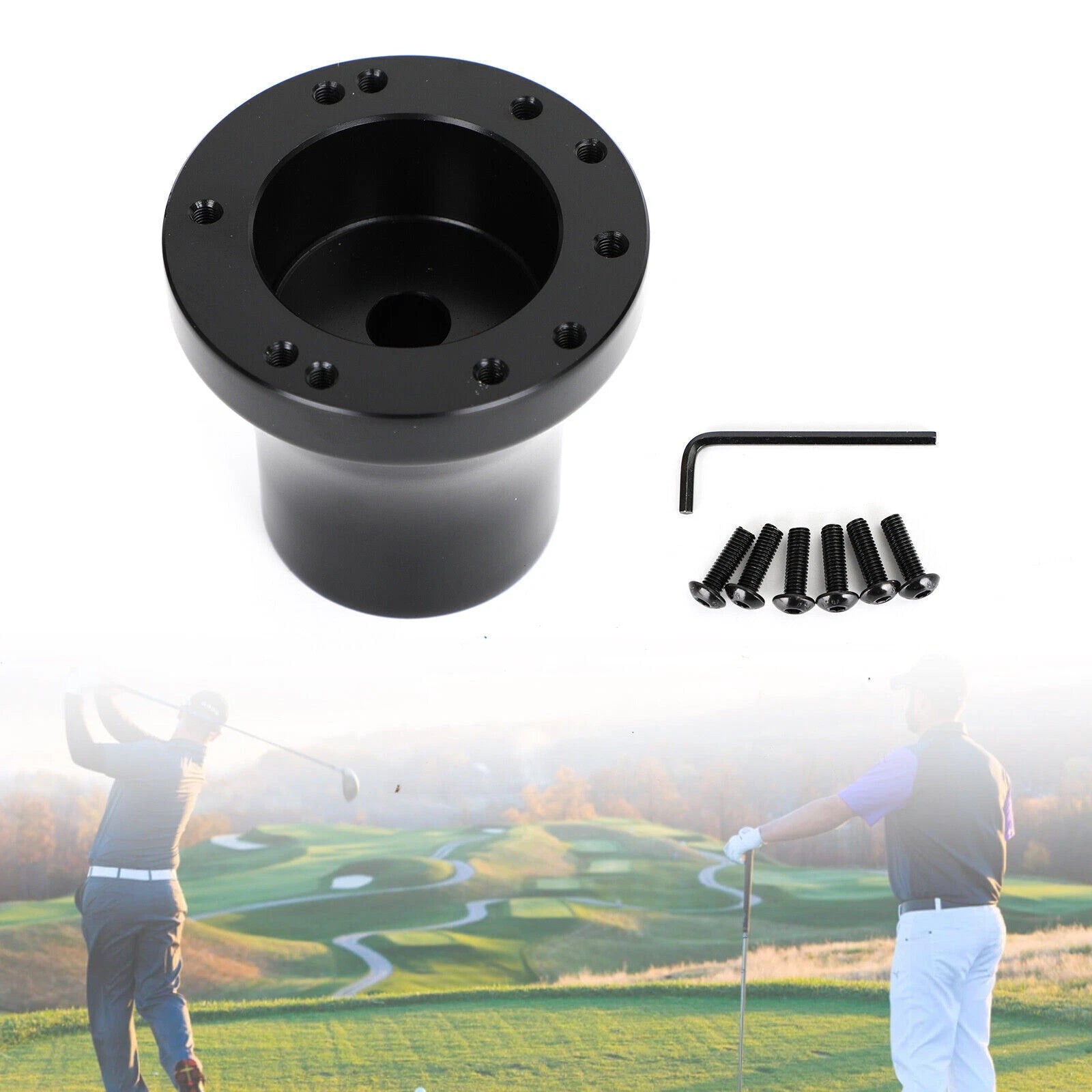 Aluminum Steering Wheel Adapter Hub for Club Car Precedent (Black)