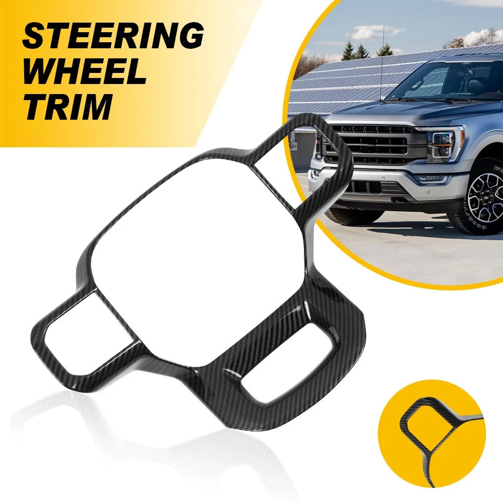 Carbon Fiber Steering Wheel Cover Trim for Ford F-150 (2021–2025)