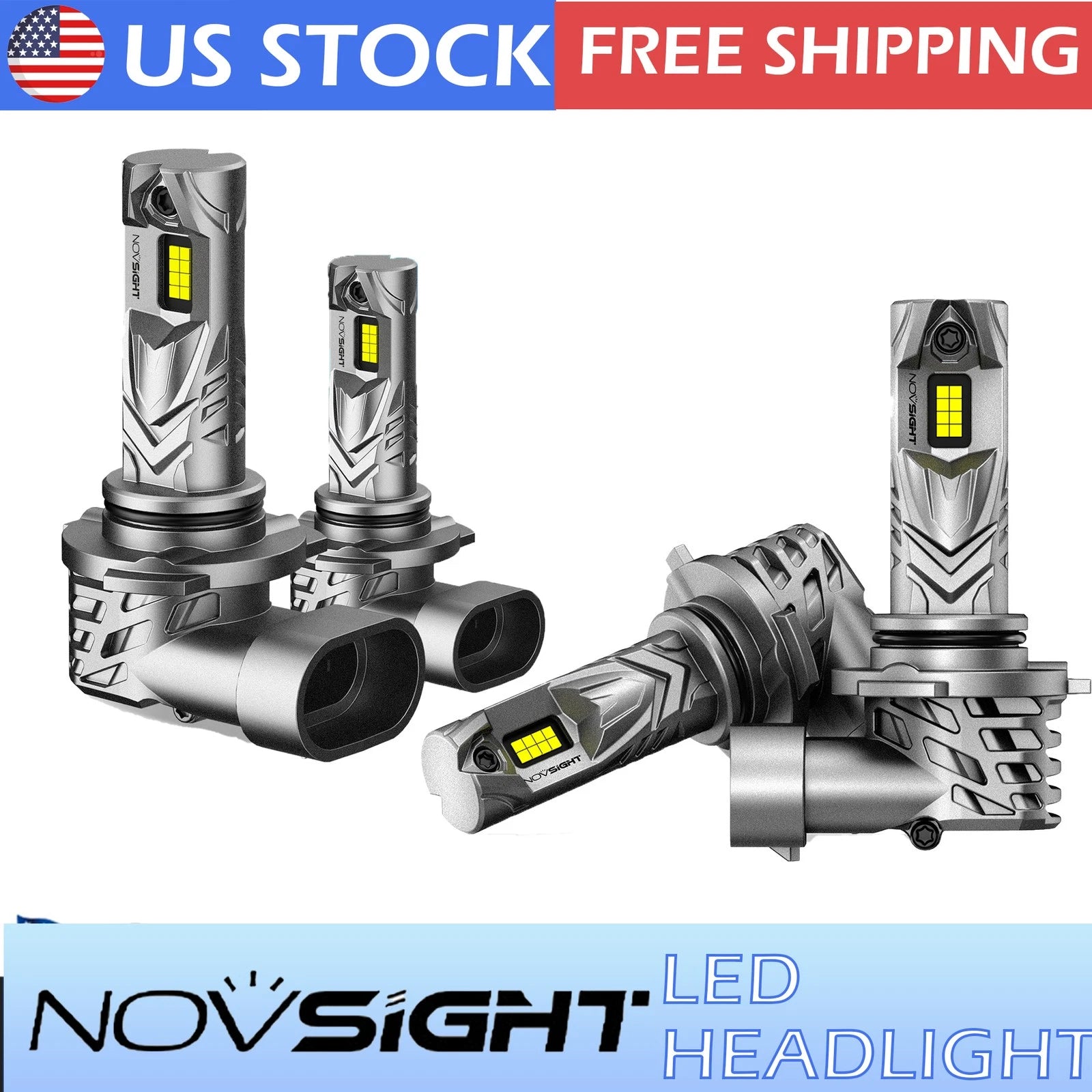 Set of 2 9005 + 9006 LED Headlight Kit Bulbs for High Low Beam (6500K)