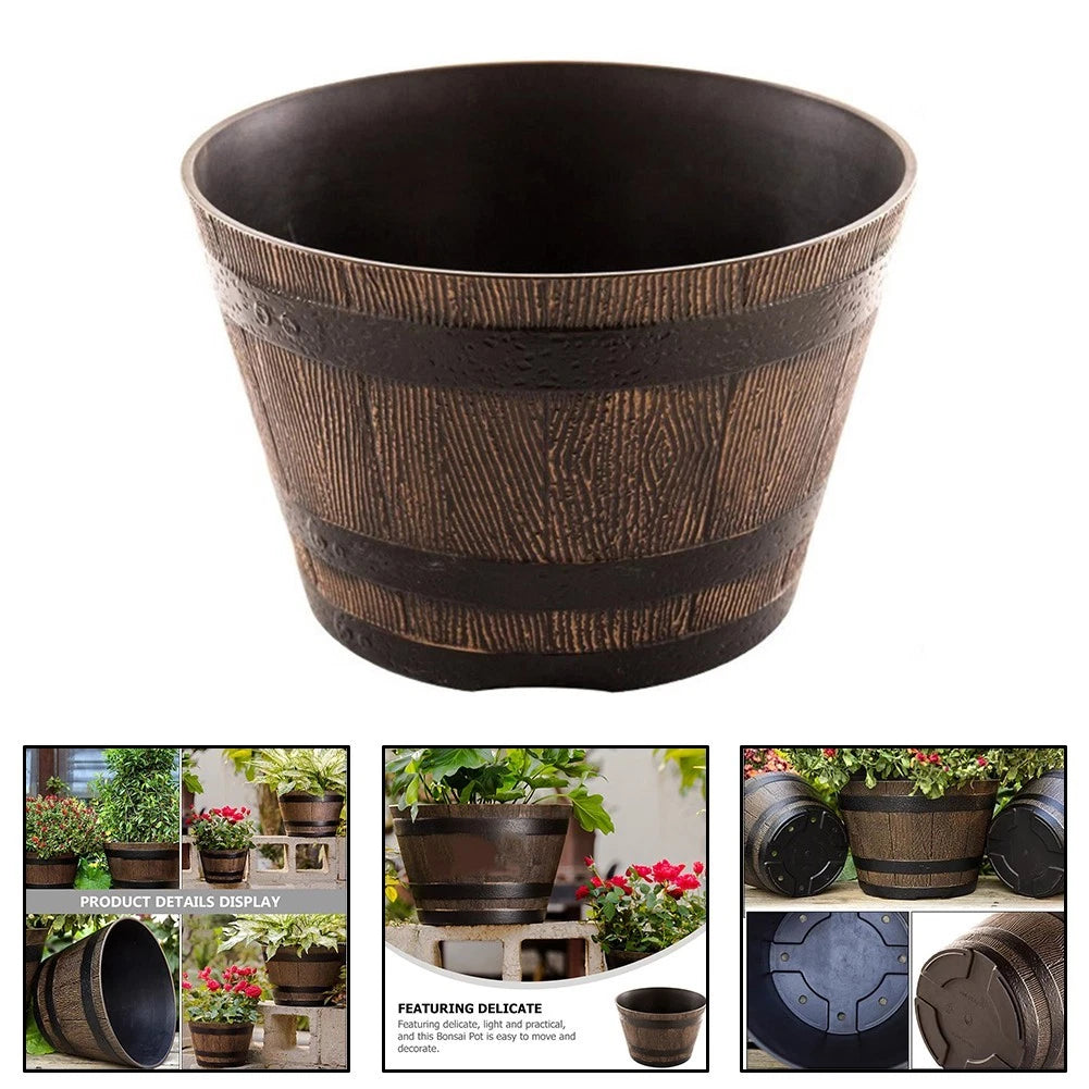 Set of 2 Garden Whiskey Bucket Flowerpots