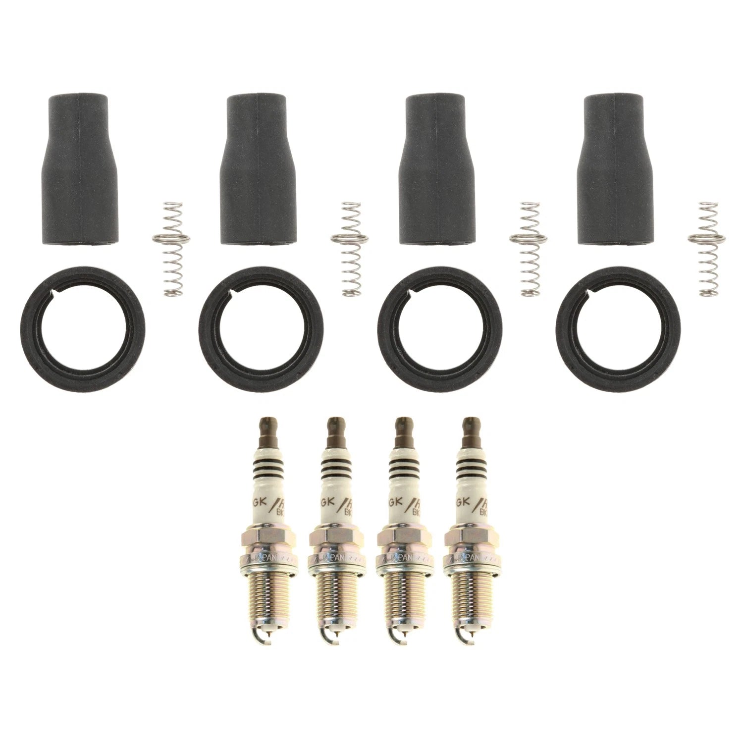 Set of 4 NGK Iridium IX Spark Plugs & Coil Boots for Kia Optima Hyundai Sonata (2011–2019)