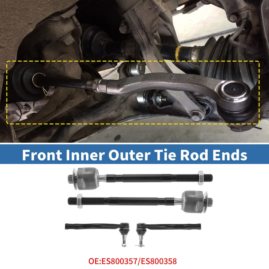 Set of 4 Front Inner Outer Tie Rod End Links for Nissan Maxima (No. ES800357/ES800358)