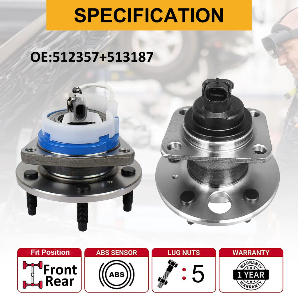 FWD Front Rear Wheel Hub Bearings for Impala Monte Carlo LaCrosse Regal Century (2000–2010)