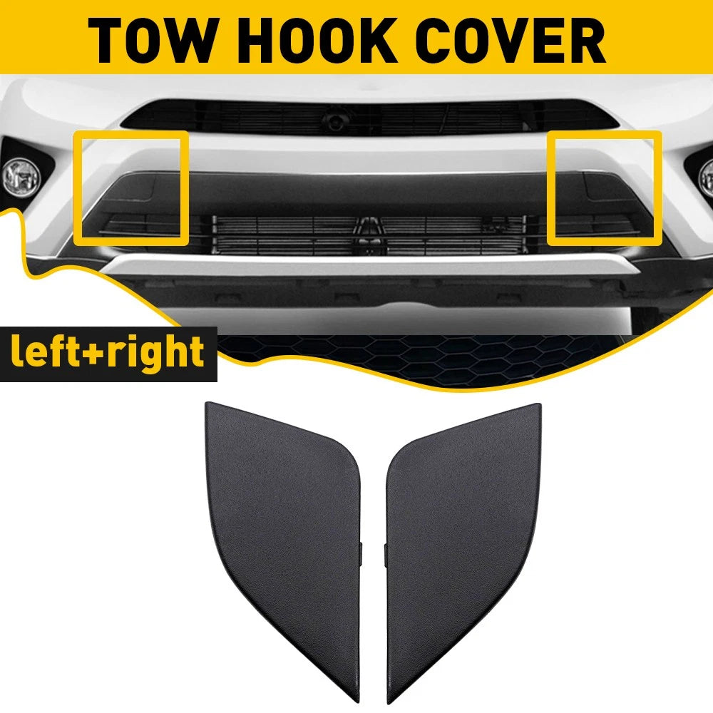 Set of 2 Front Bumper Tow Hook Cover Eye Caps for Toyota RAV4 (2016–2018)