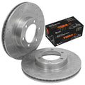 2 x Front Slotted Disc Rotors + Brake Pads for Prado KZJ95 (1995–2002)