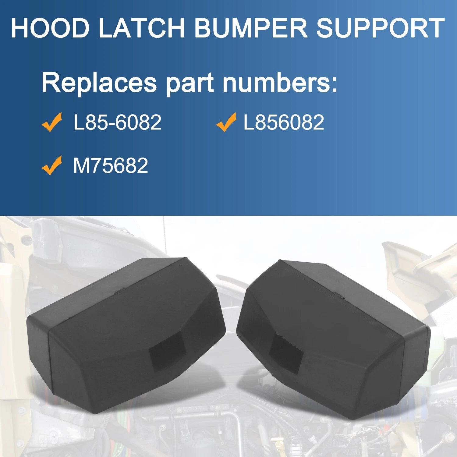 Set of 2 Hood Latch Bumper Supports for Peterbilt 579 Kenworth T680 T880