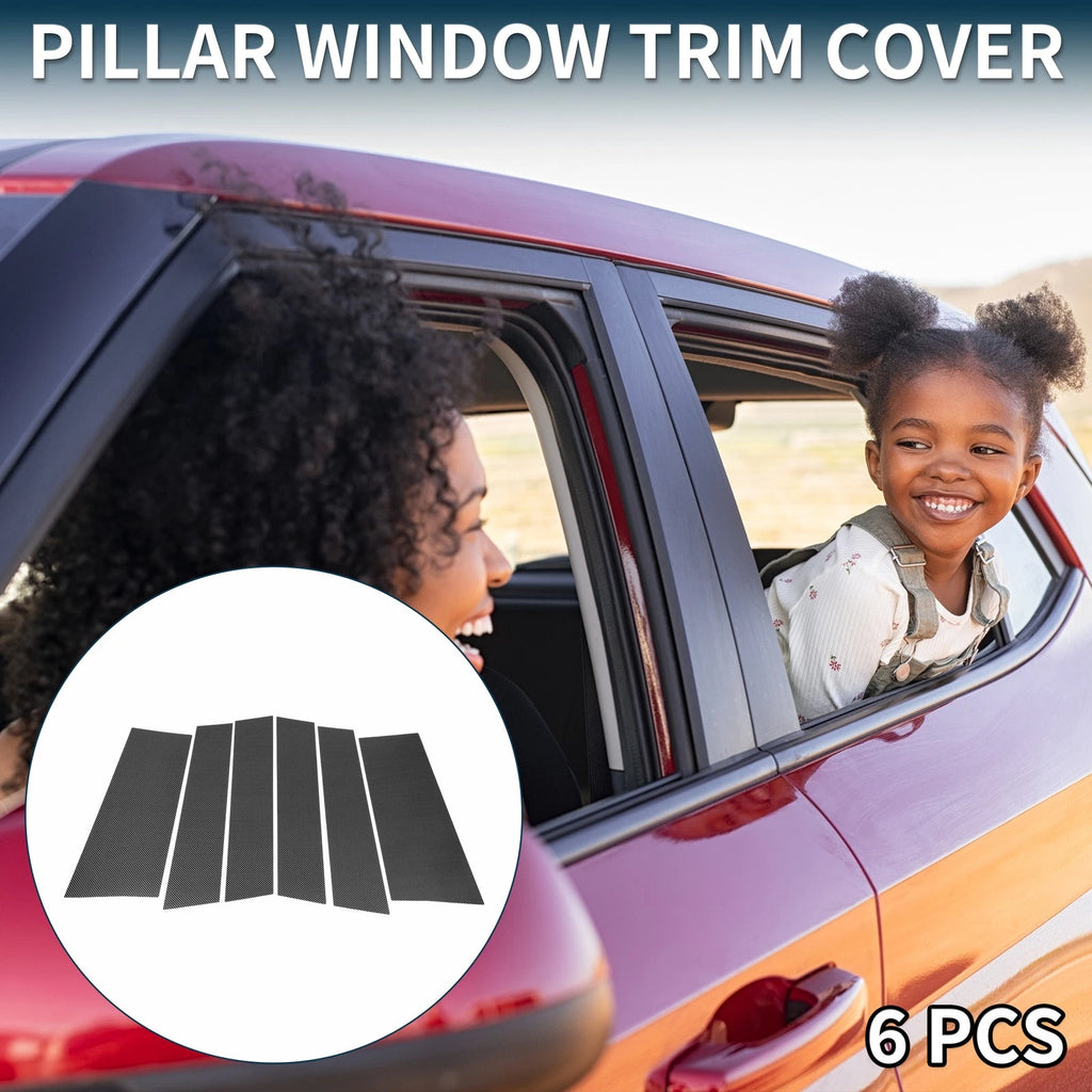 6 Pcs Door Pillar Window Trim for Honda Odyssey (2011–2017) Carbon Fiber