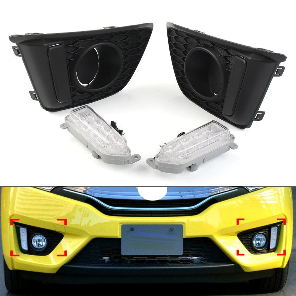 2X LED Daytime Running Lights DRL Fog Lamp Assembly for Honda Fit (2014–2017)