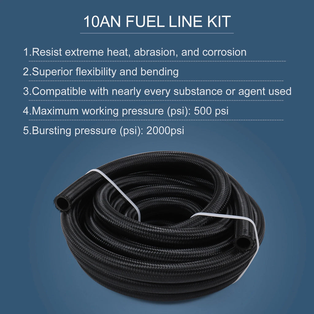 Fuel Line Hose Fitting Kit for Universal Applications (20FT, 10AN, 5/8")