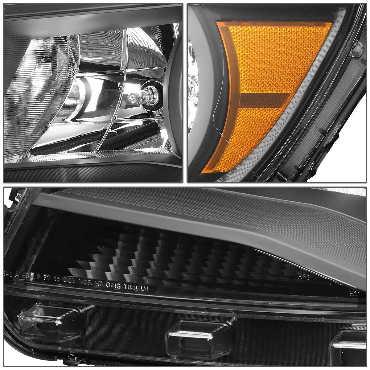 Pair of Black/Amber Turn Signal Headlights for Chevy Colorado (2015–2020)