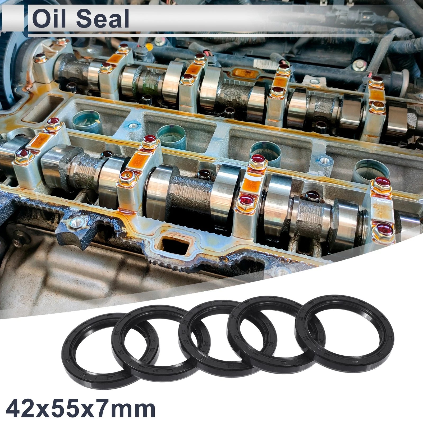 Set of 5 Oil Seal Rotary Shaft Seal NBR Rubber 42x55x7mm