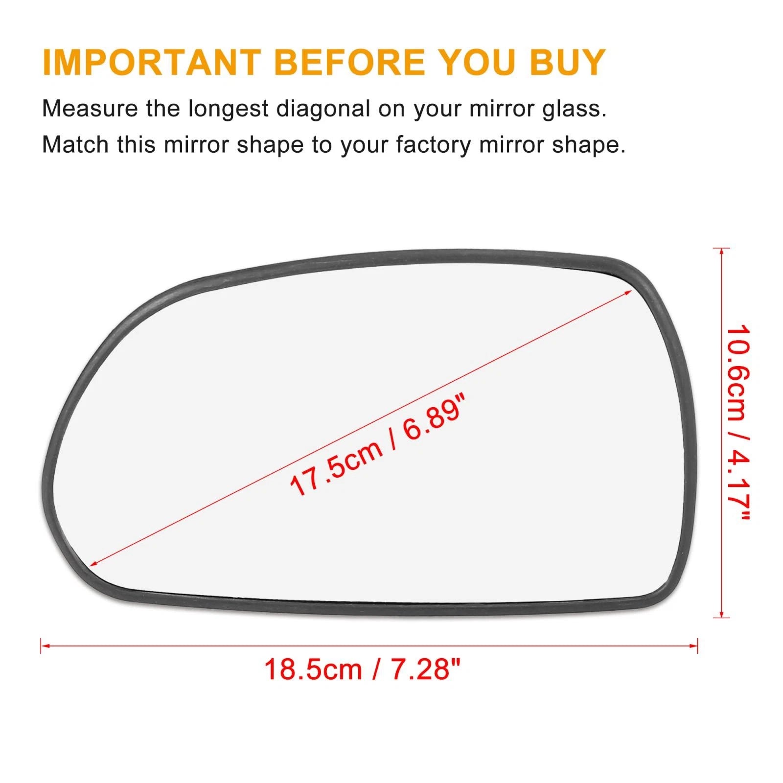 Left Driver Side Rearview Mirror Glass w/ Backing for Hyundai Elantra 