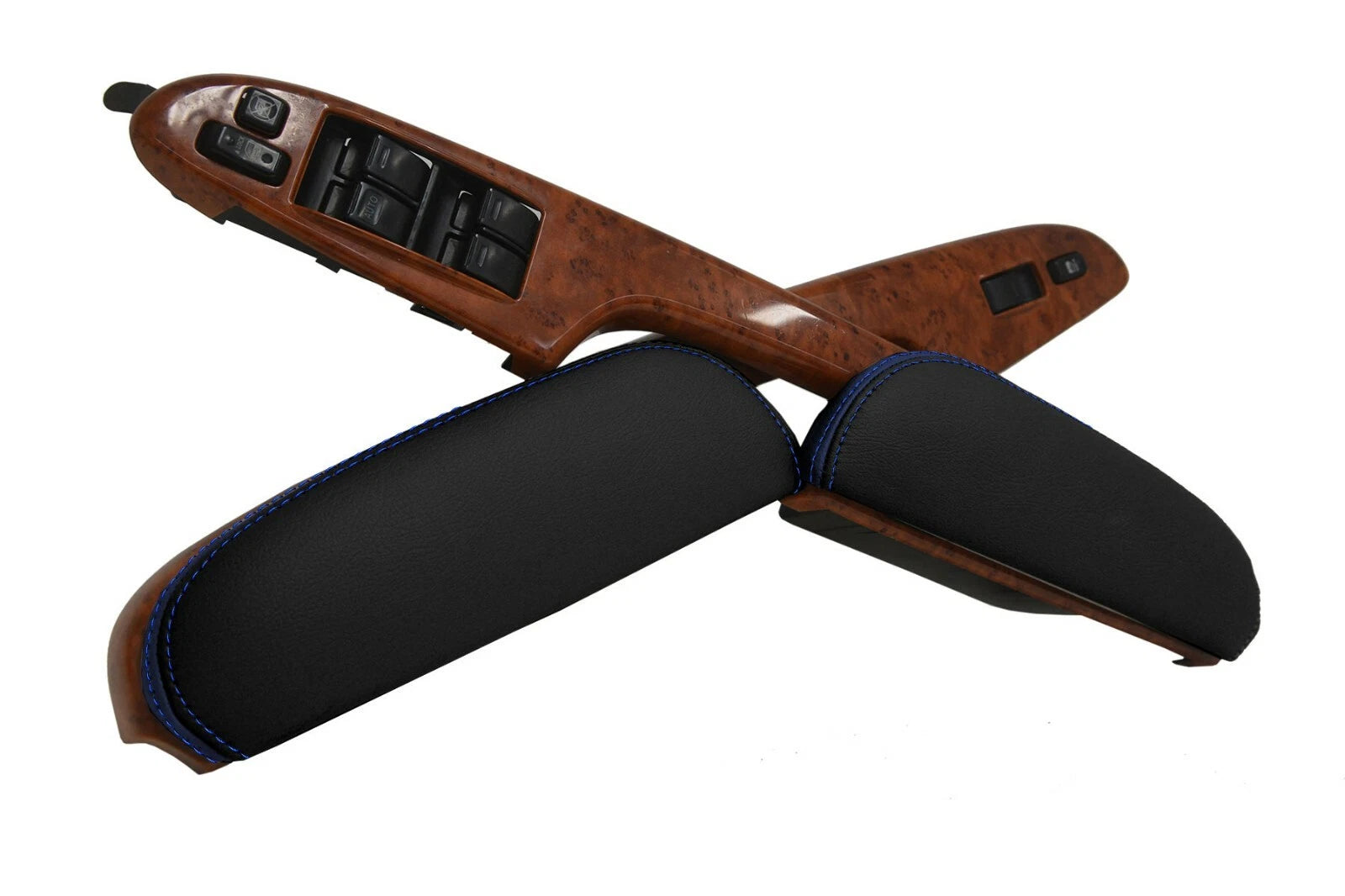 Leather Door Panel Armrest Cover for Toyota Sienna (2005–2010) Black & Blue