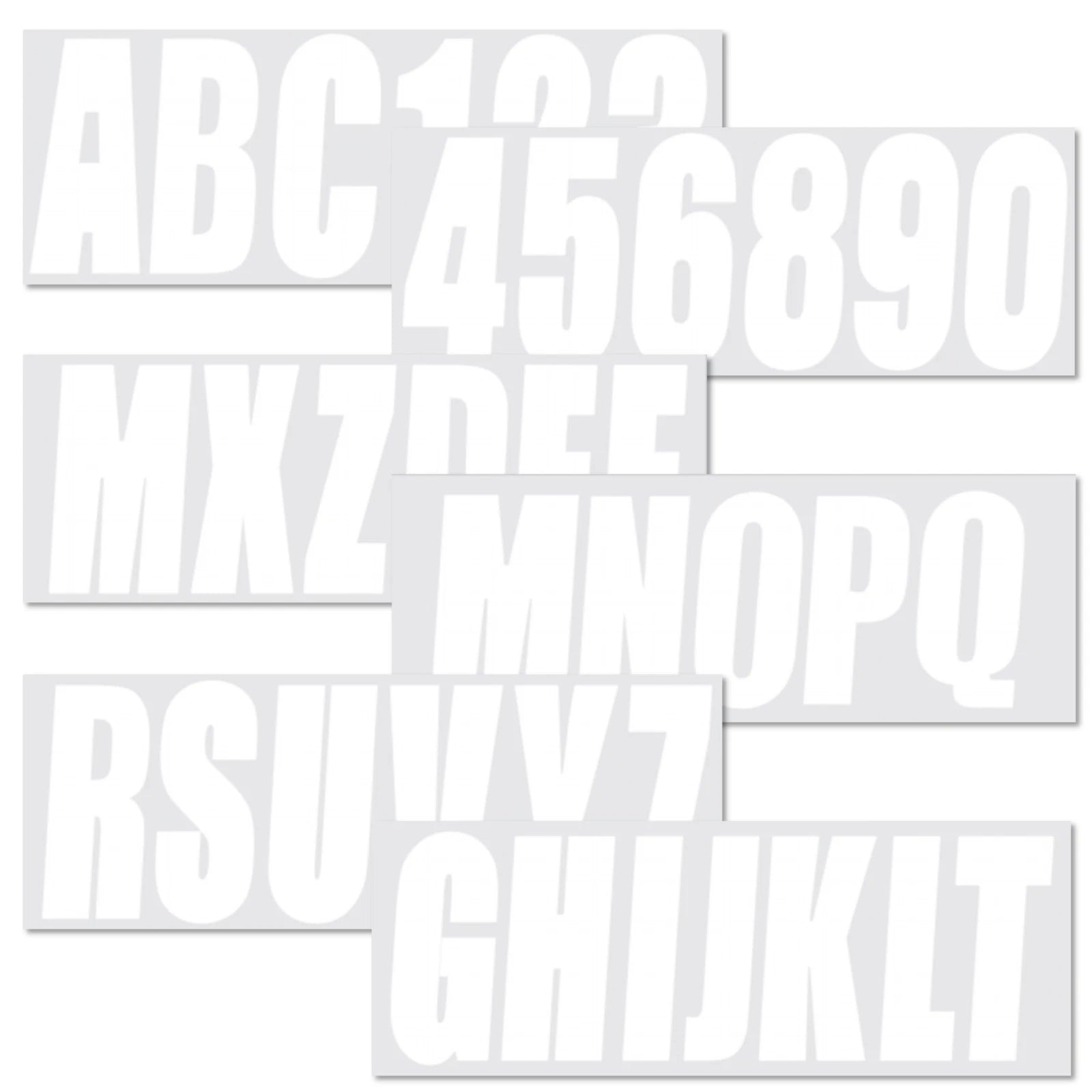 Sticker Decals A-Z Letters & 0-9 Numbers for Marine Boat (White)