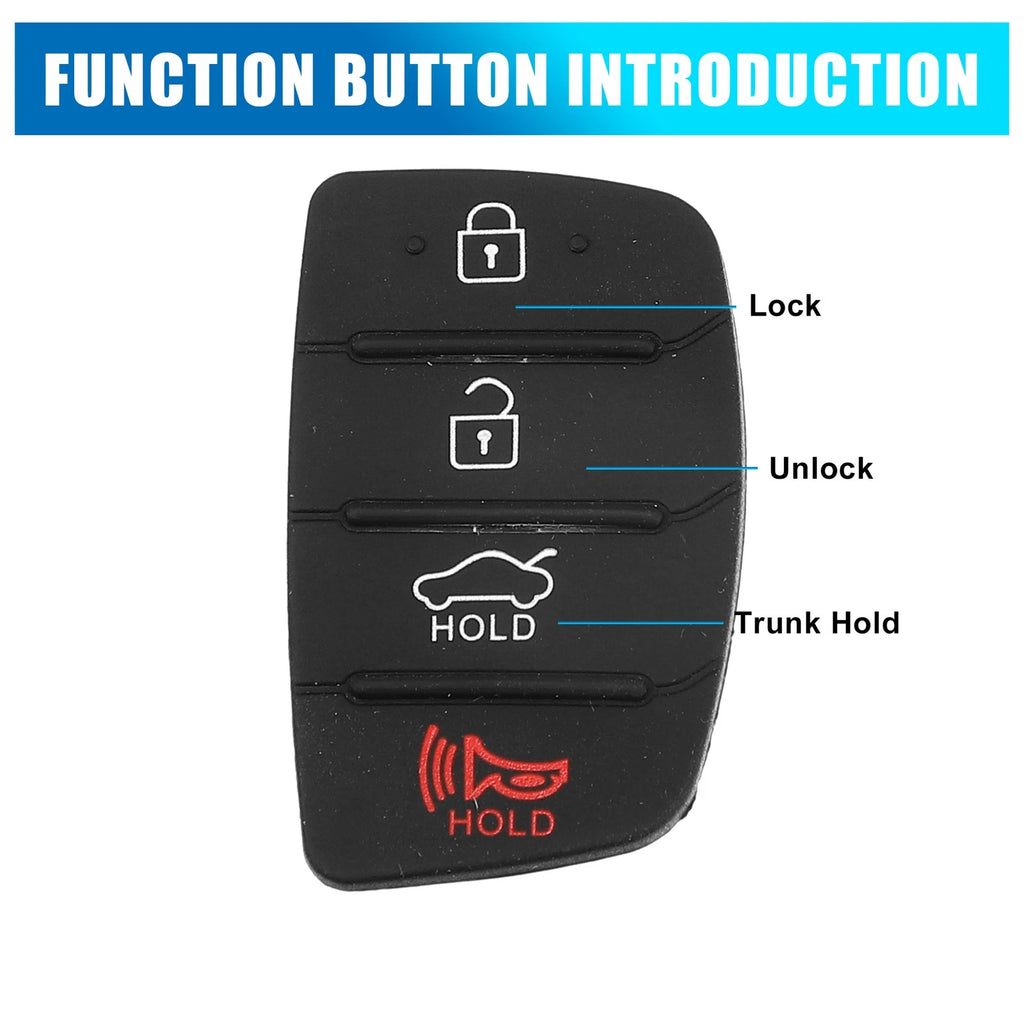 Set of 4 Button Car Remote Fob Case Cover Rubber Pad for Hyundai 