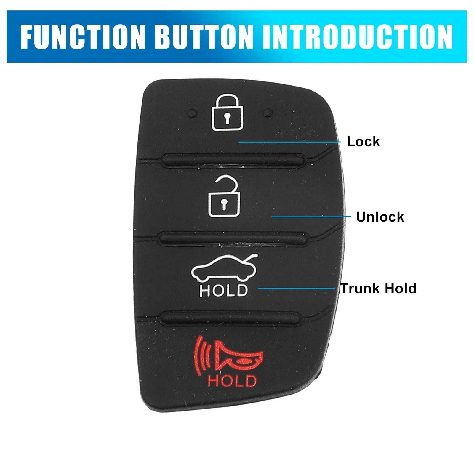 Set of 4 Button Car Remote Fob Case Cover Rubber Pad for Hyundai 