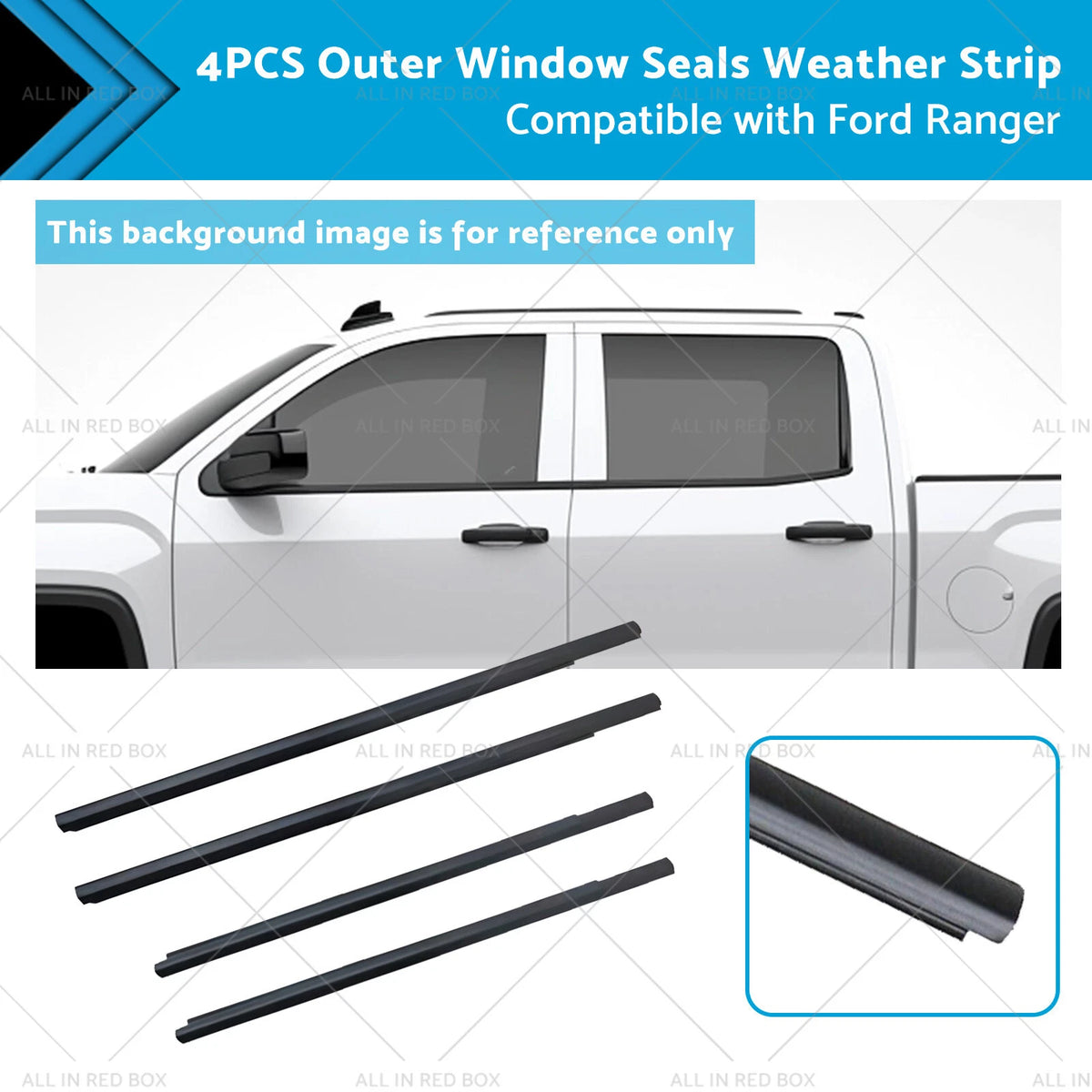 4X Outer Door Window Rubber Seals for Ford Ranger PX XLT (2012–2021)