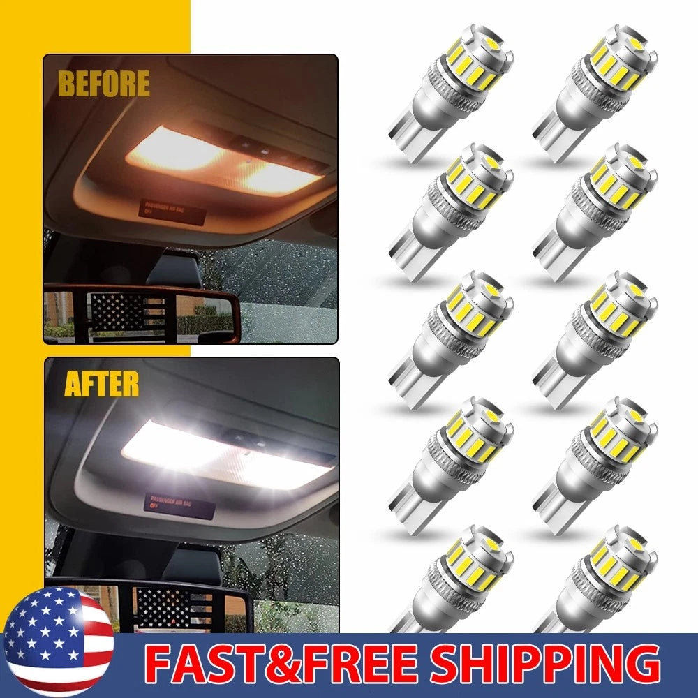 Set of 2 LED License Plate Light Bulbs for AUXITO 2825 T10 (6000K)