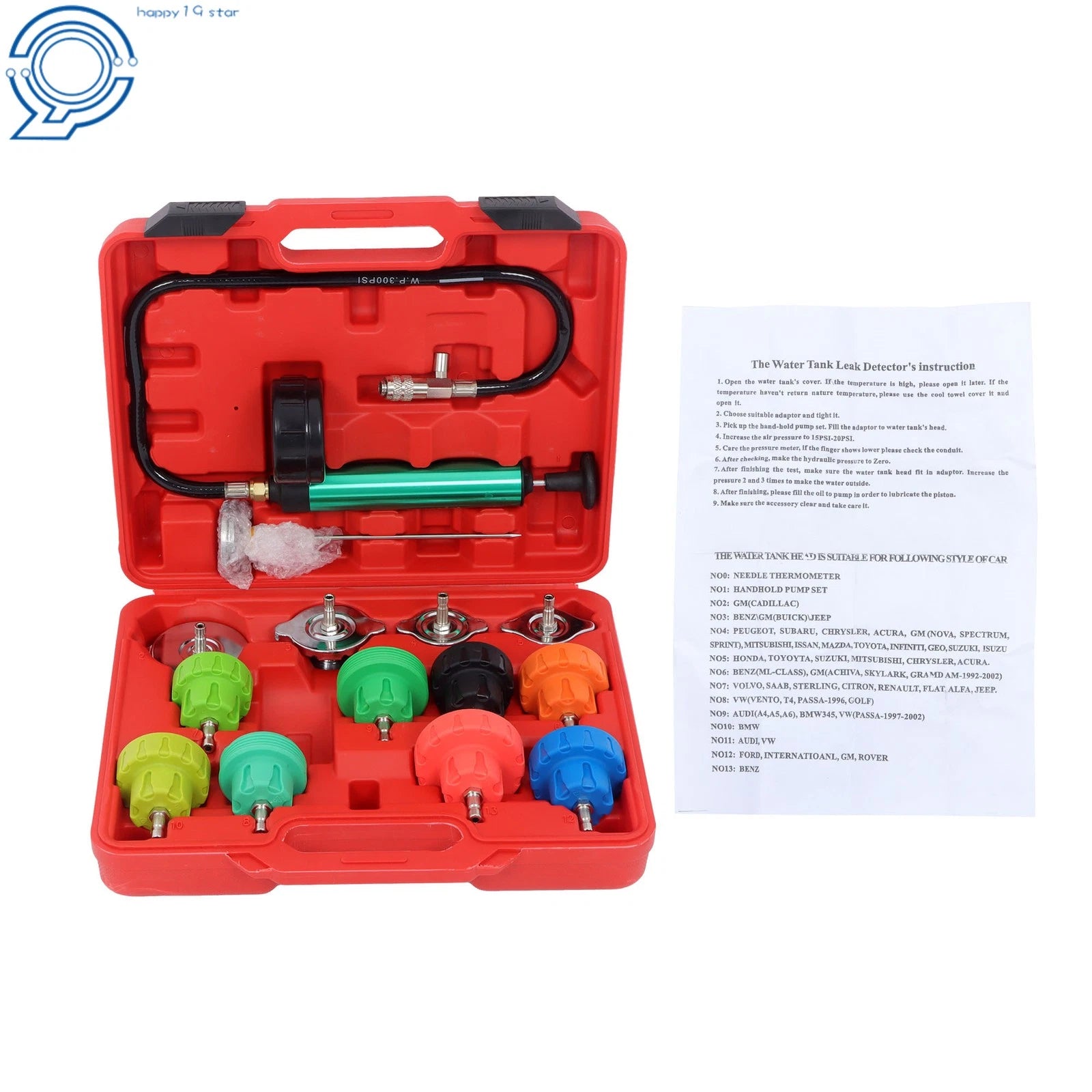 14Pcs Coolant Radiator Pressure Tester for Cooling System