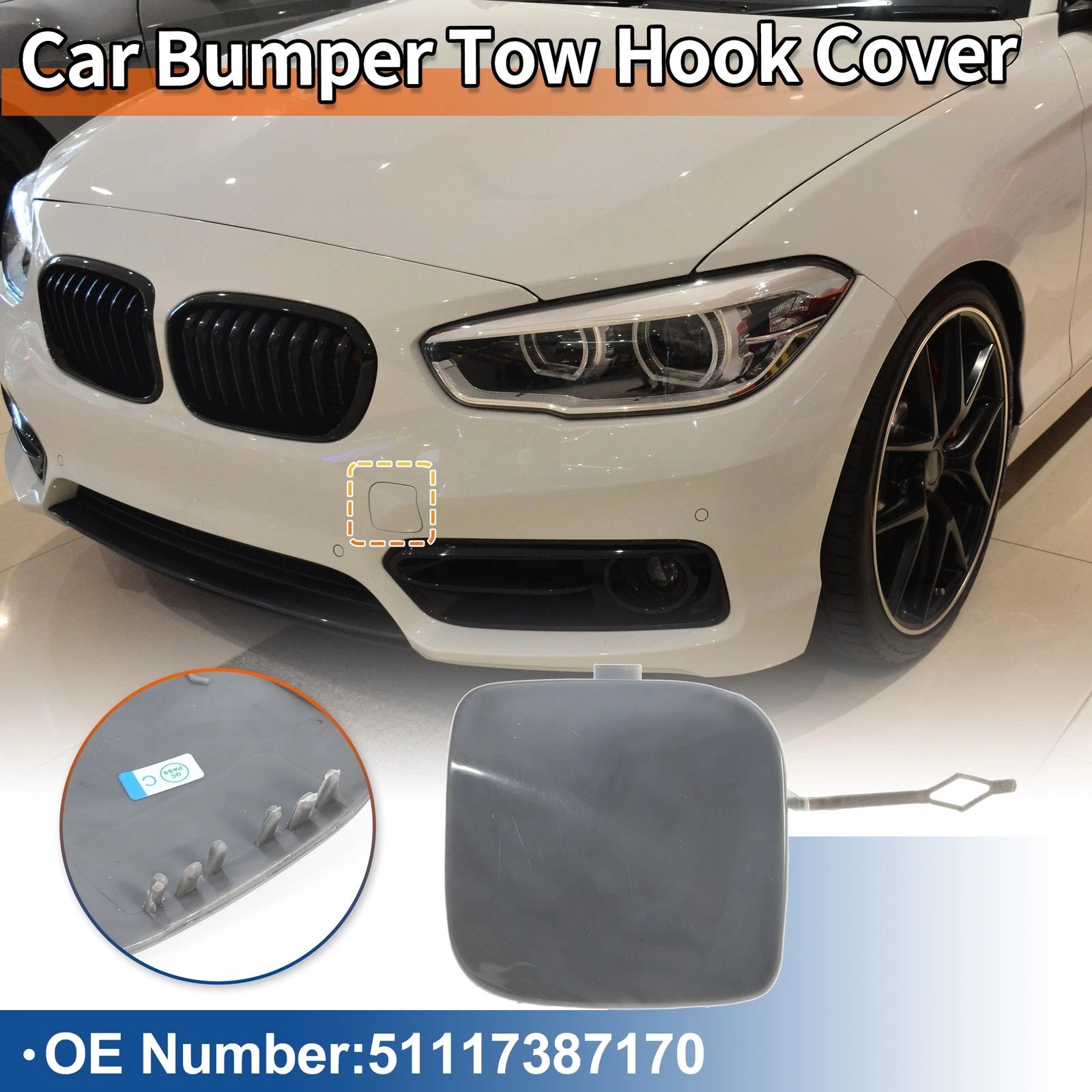 Tow Hook Cover for BMW 1 Series F20 (2012–2019) No. 51117387170 Unpainted