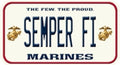 Tin Metal Sign for Marines License Plate Semper Fi (Military)