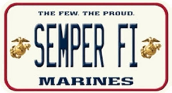 Tin Metal Sign for Marines License Plate Semper Fi (Military)