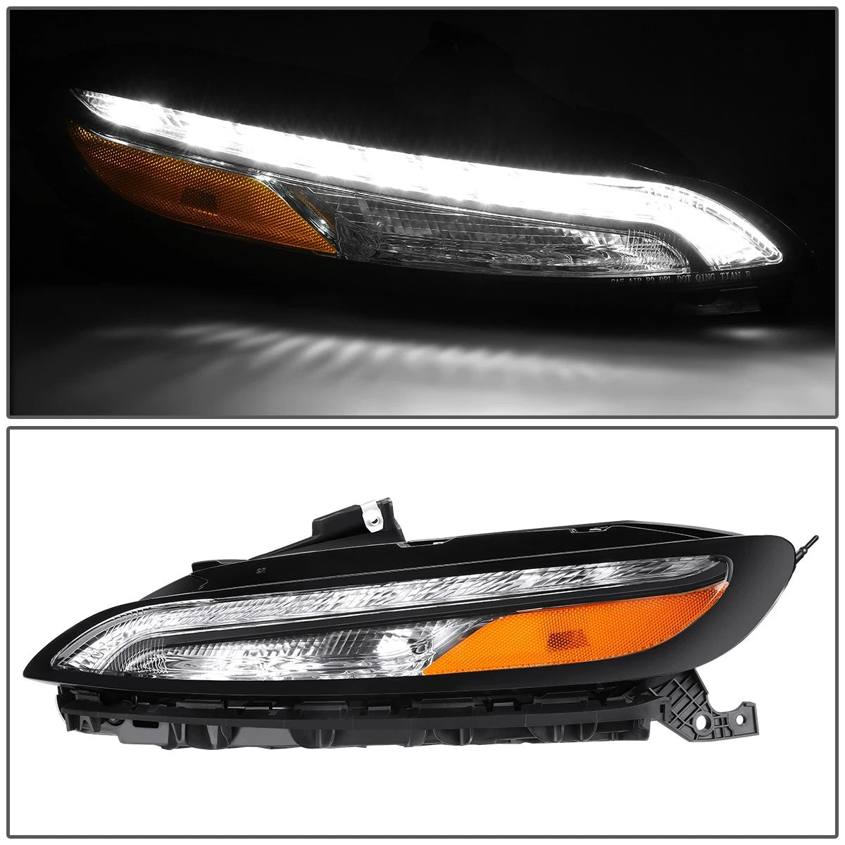 Chrome Amber Projector Headlight + LED DRL for Jeep Cherokee (2014–2018)