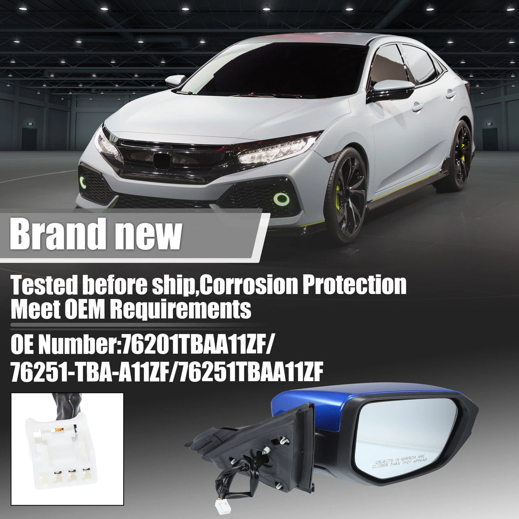 3 Pin Right Side Exterior Door Mirror Assembly for Honda Civic (2016–2021)