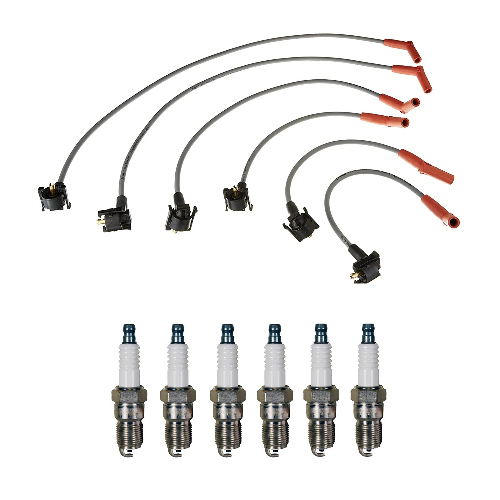 Denso 8mm Wire Set & 6 U-Groove Spark Plugs for Mazda B4000 Navajo (1991–1998)