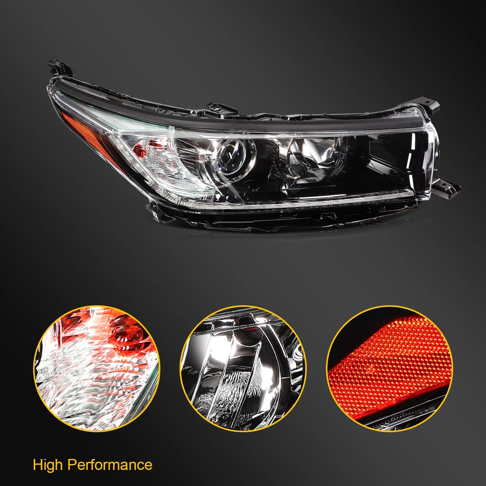 Right Passenger Side Headlight for Toyota Highlander (2017–2019)
