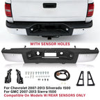 Chrome Rear Bumper for Chevy Silverado GMC Sierra 1500 (2007–2013)