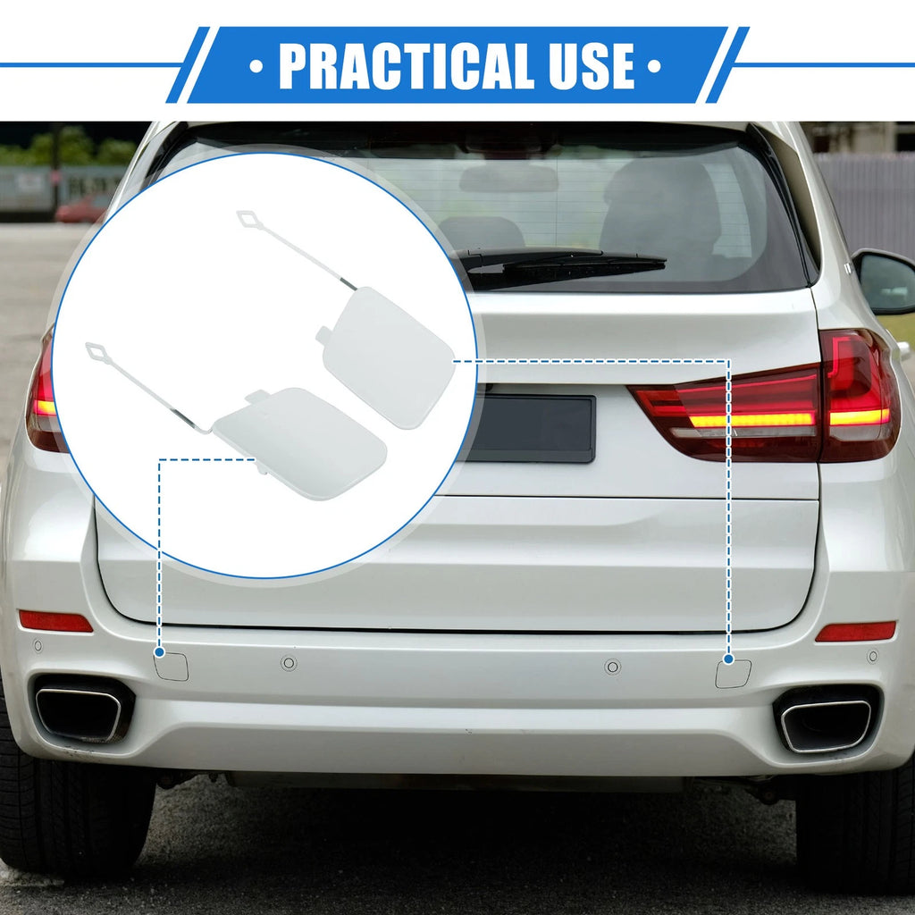 Pair Rear Tow Hook Eye Hole Cover Cap for BMW X5 (2016–2018) Plastic White