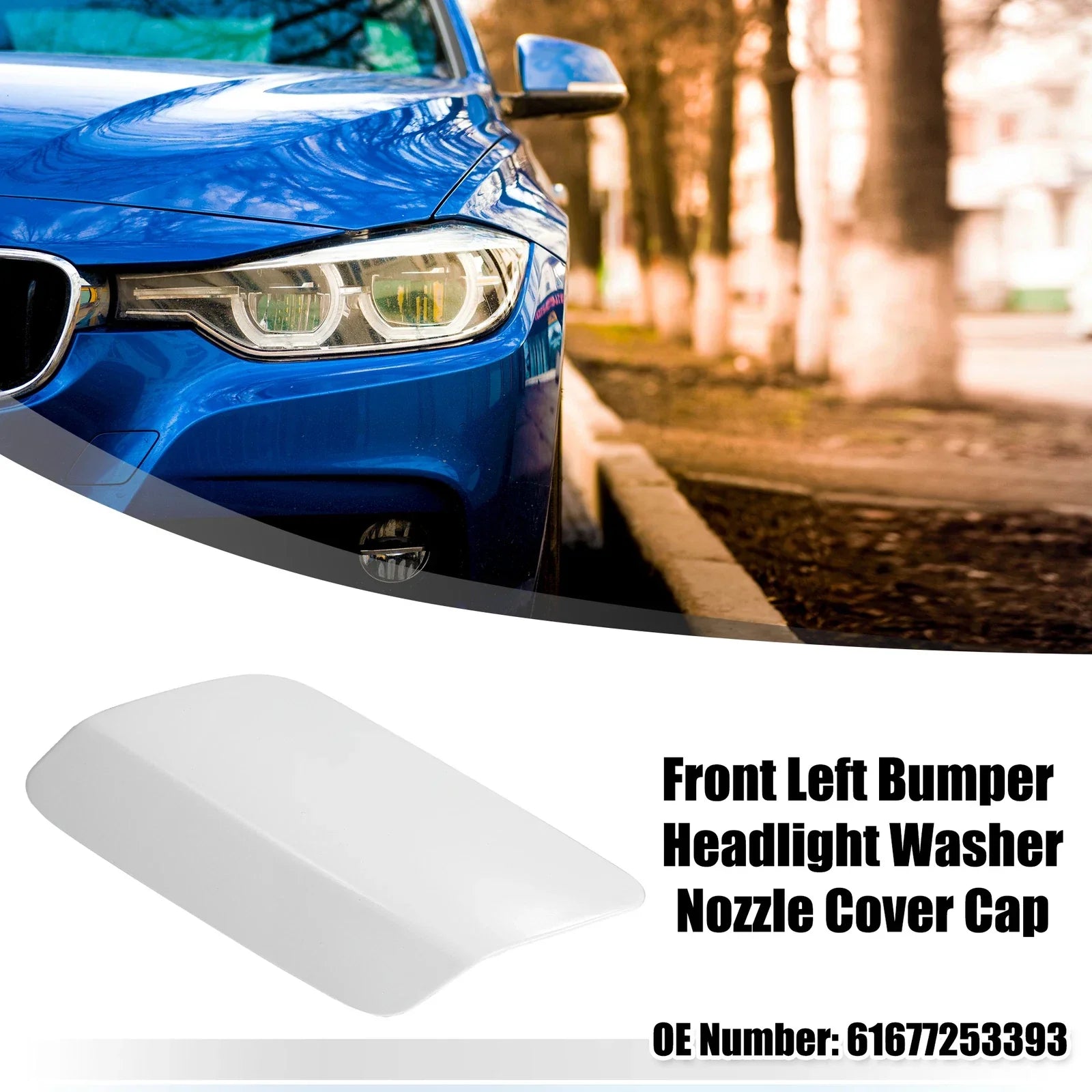 Front Left Bumper Headlight Washer Nozzle Cover Cap for BMW E92 E93 White