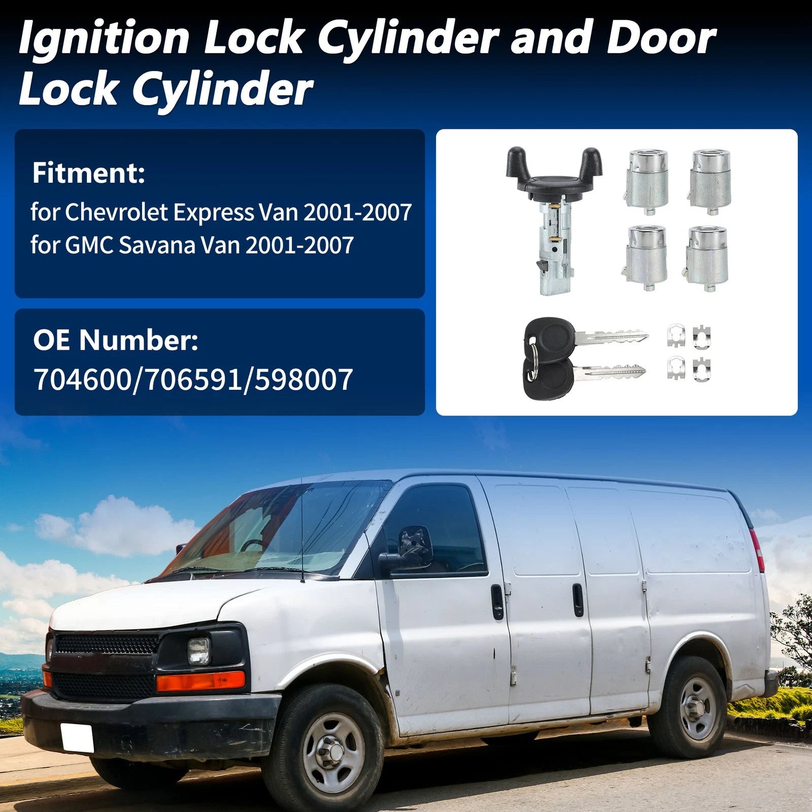 Ignition Lock Cylinder and Door Lock for Chevrolet Express Van (No. 704600/706591)
