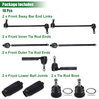 10pcs Front Suspension Kit Inner Outer Tie Rod End for Dodge Grand Caravan (2008–2020)