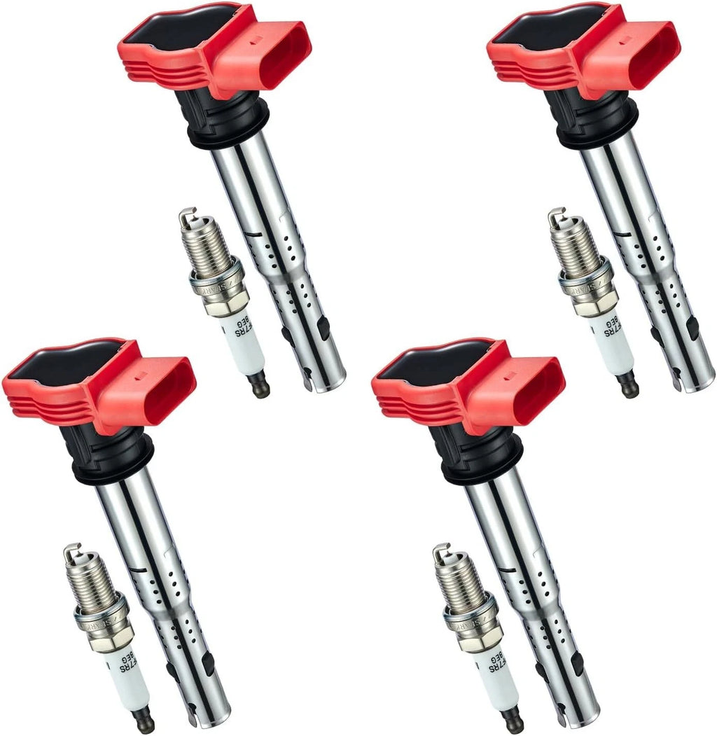 Set of 4 Ignition Coils & Spark Plugs for Volkswagen Golf (2015–2016) UF529