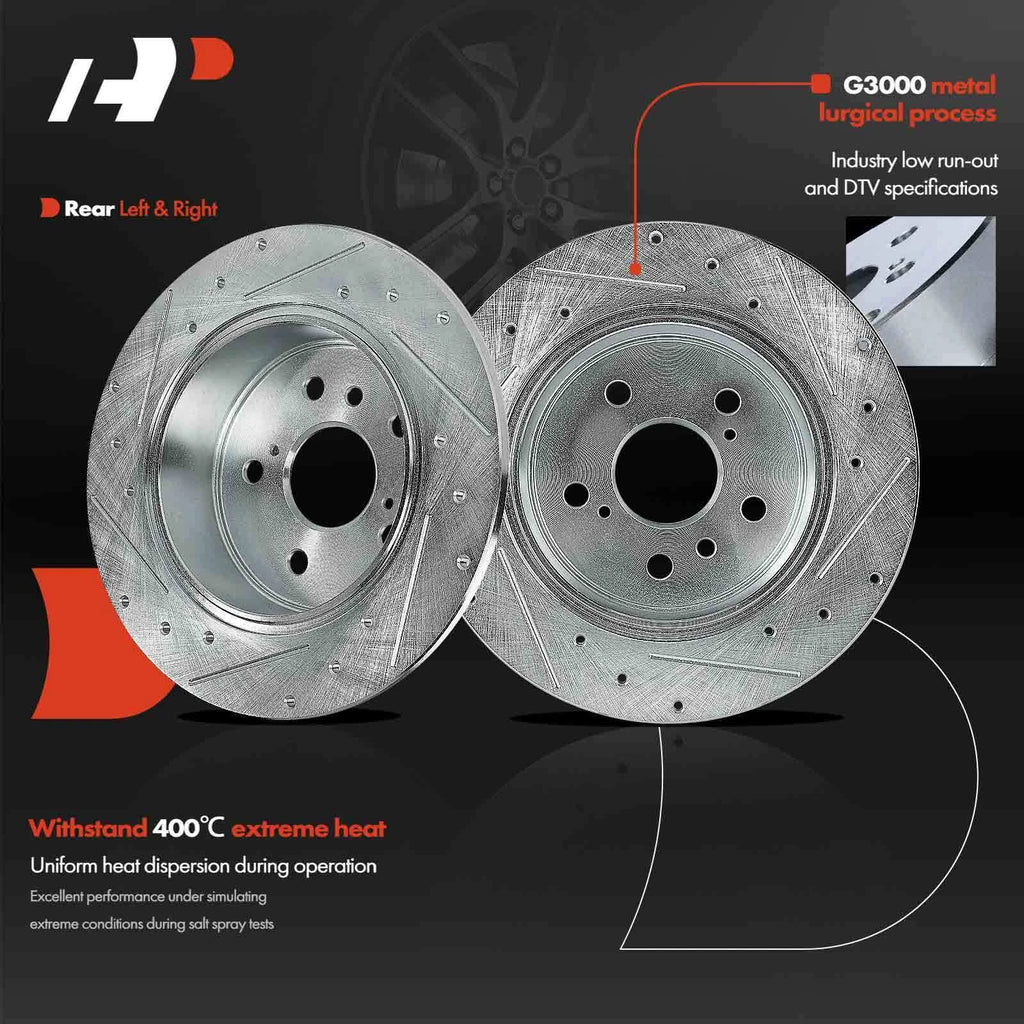 Rear Side Drilled Brake Rotors & Ceramic Pads for Toyota Highlander (2014–2019)