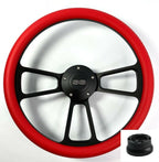 Steering Wheel Cover 14 Inch Black Half Wrap Red for Toyota Hilux (2005–2015)