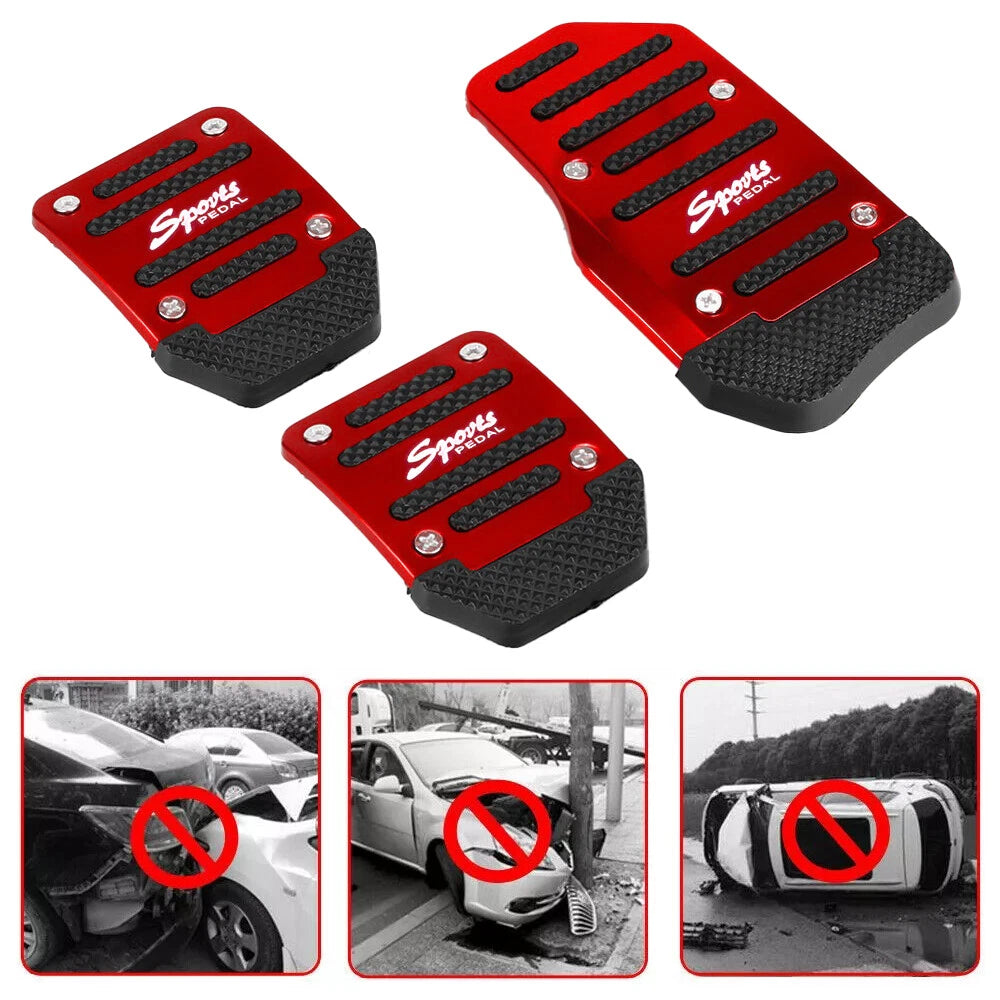 Set of 2 Red Non-Slip Manual Transmission Brake Pedal Pads for Car