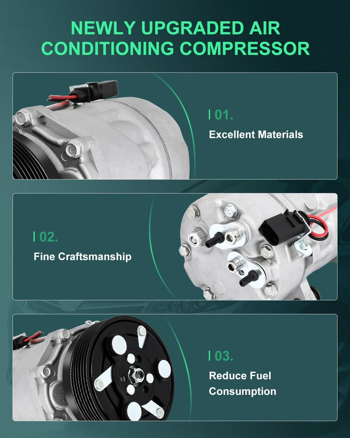 AC Compressor with Clutch for Volkswagen Jetta Beetle Audi 1.8L 3.2L (2001–2005)