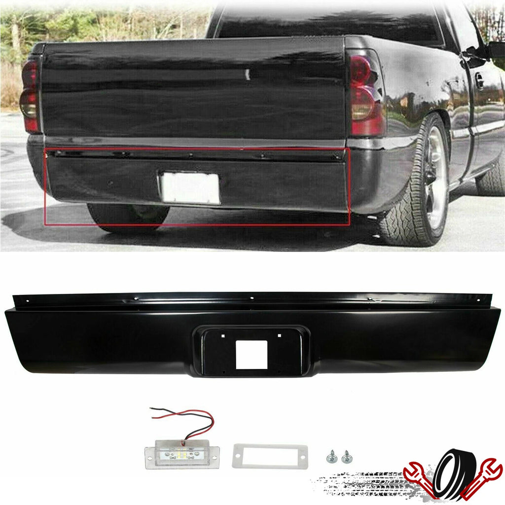 Rear Bumper Roll Pan with LED License for Chevy Silverado GMC Sierra (1999–2007)