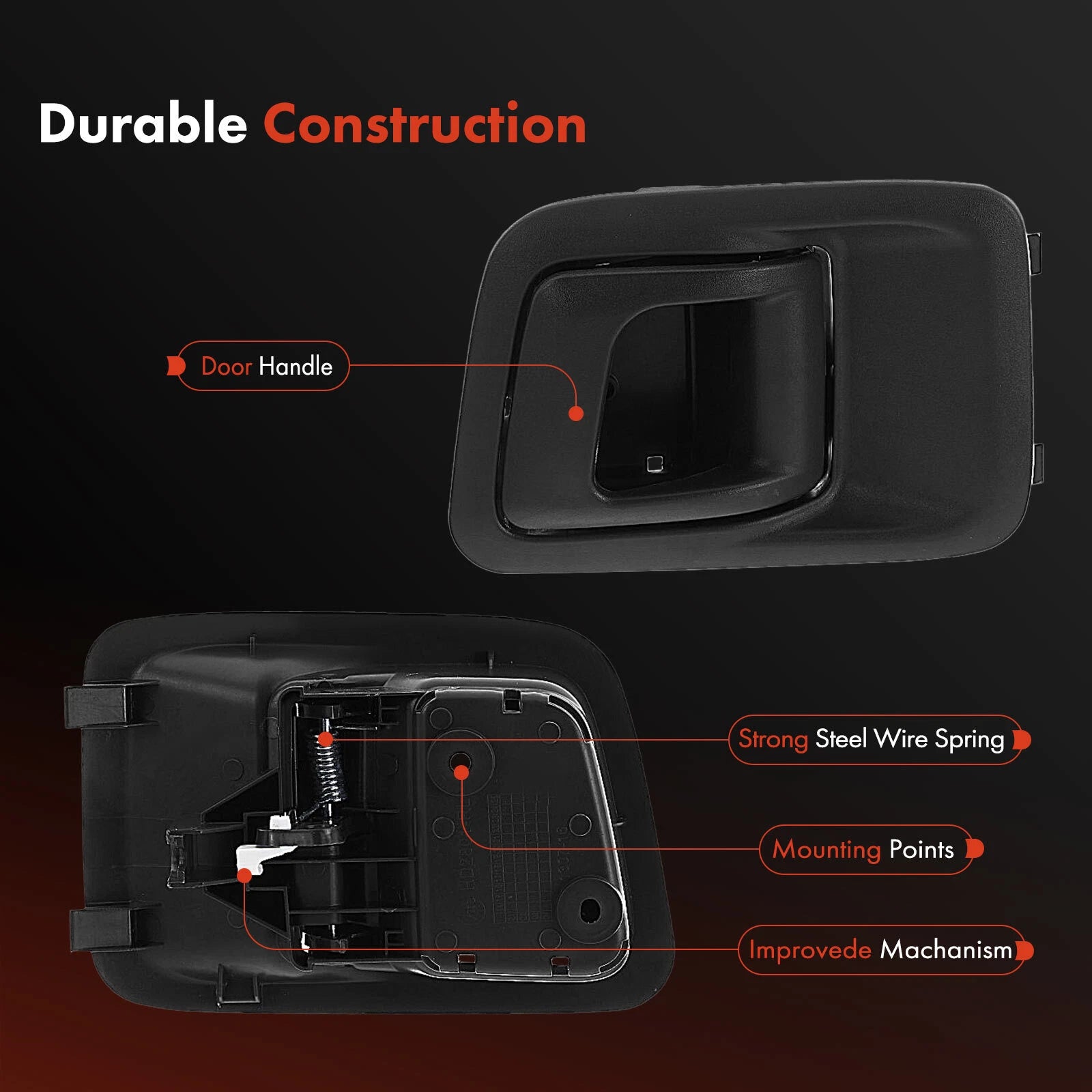 Rear Left Dark Gray Interior Door Handle for Honda Ridgeline (2006-2014)