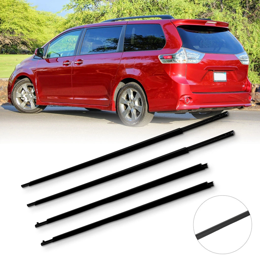 Set of 4 Outer Door Window Moulding Weatherstrip Seals for Toyota Sienna