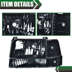 Smoke Lens Chrome Headlights for Ford F150 F250 F350 Bronco (1992–1996)