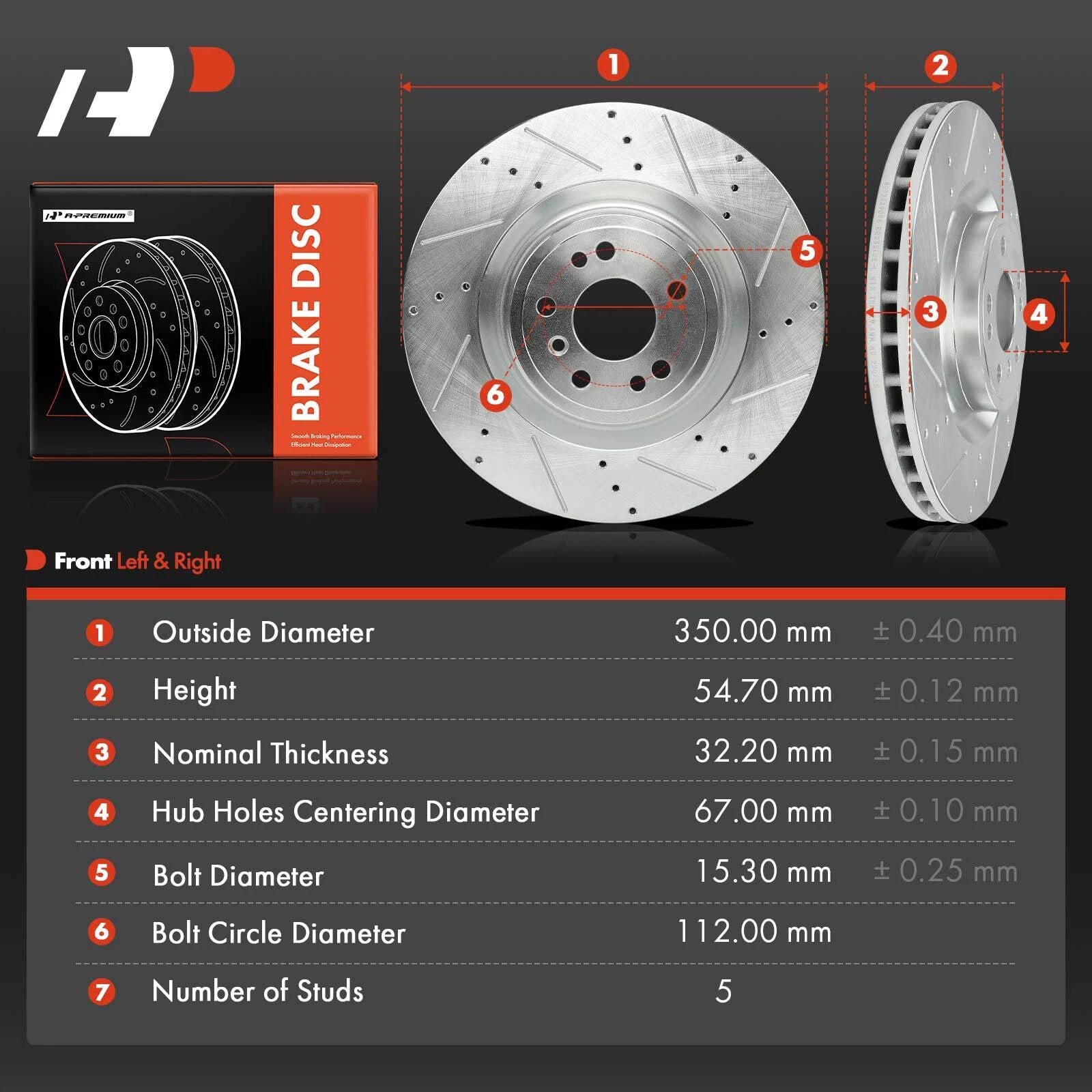 Front Side Drilled Brake Rotor for Mercedes-Benz GL350 (2010–2016)