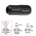 Set of 20 M12X1.25 Black JDM Closed End Cone Hex Wheel Lug Nuts + Extension 20mm