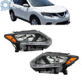 Set of 2 Halogen Headlights for Nissan Rogue (2014–2016) Chrome Clear Lens