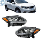 Set of 2 Halogen Headlights for Nissan Rogue (2014–2016) Chrome Clear Lens