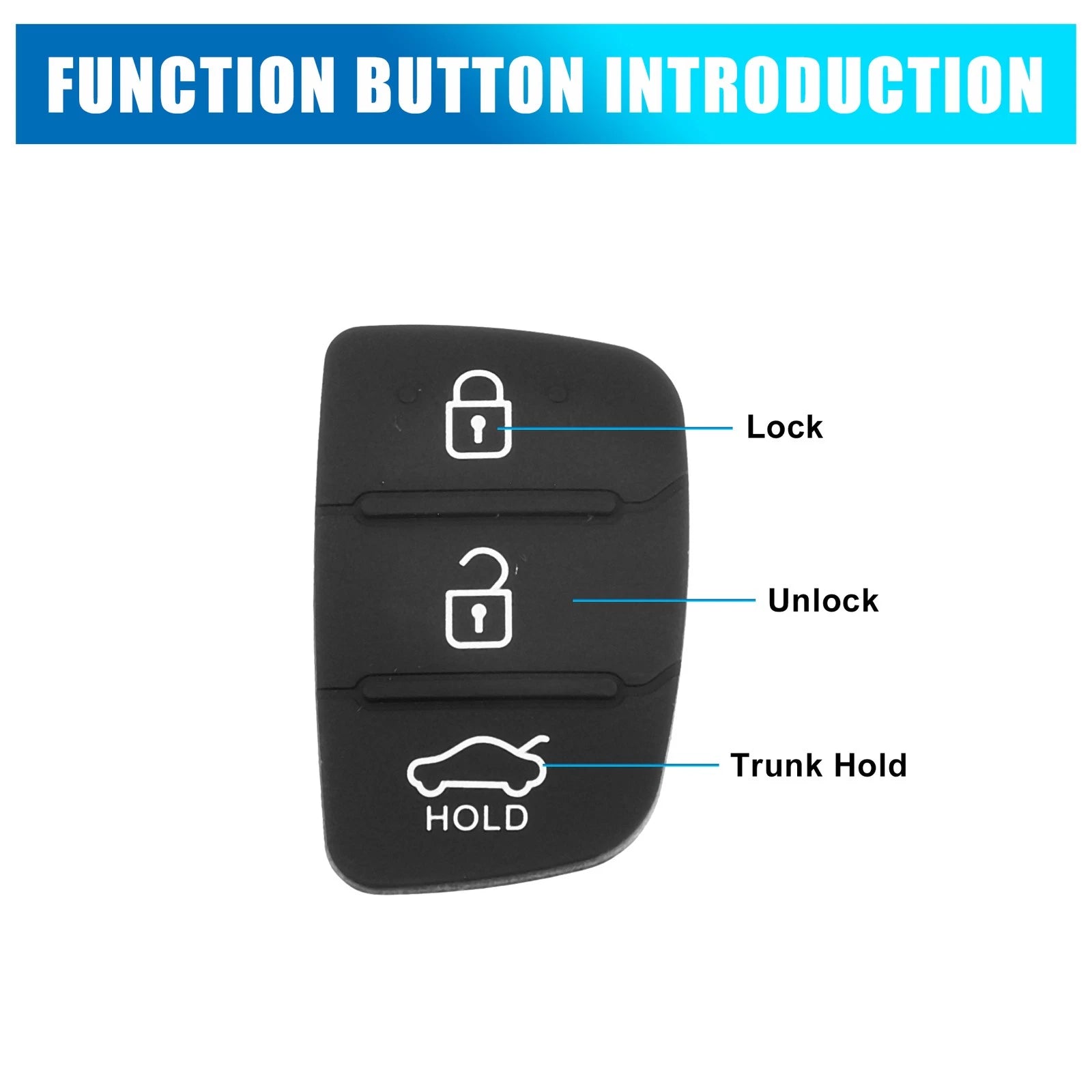 3 Button Keypad Replacement Rubber Pad for Hyundai 